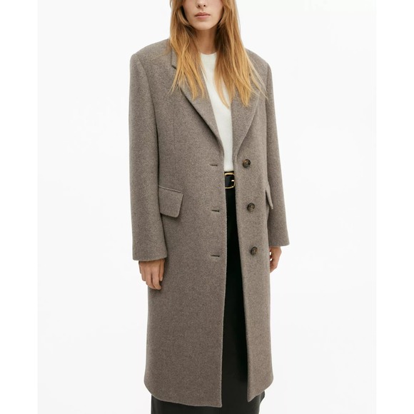 Mango Jackets & Blazers - MANGO MNG Women's Wool Overcoat‎ Medium Brown Size XS NEW